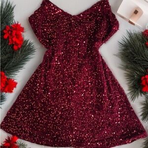 Burgundy Sequin Dress
